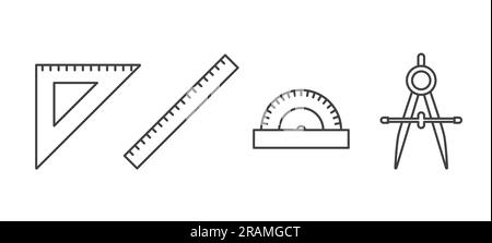 set of geometric, school tools - vector illustration Stock Vector