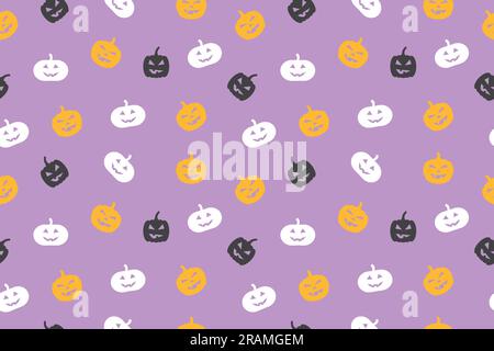seamless Halloween pattern with pumpkins, Jack-o’-lanterns- vector illustration Stock Vector