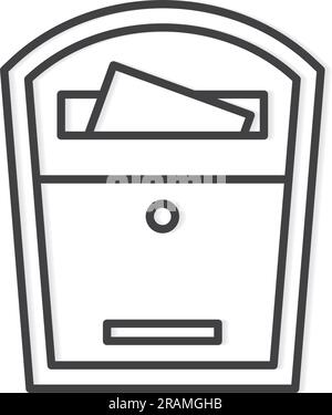 black outline of mailbox with letter- vector illustration Stock Vector