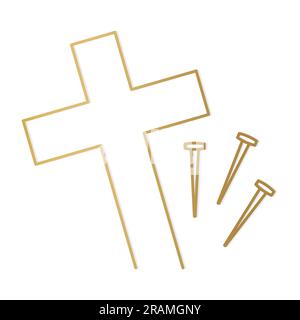 cross and nails, symbol of passion of Jesus, good friday, Easter- vector illustration Stock Vector