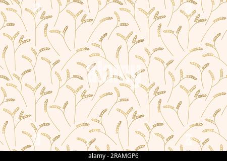 golden floral seamless pattern - vector illustration Stock Vector