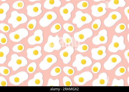 seamless pattern with fried and halves of boiled eggs- vector illustration Stock Vector