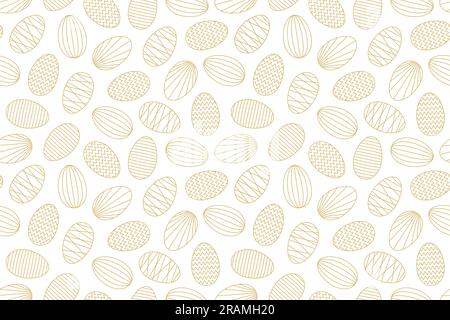 seamless golden pattern with easter eggs - vector illustration Stock Vector