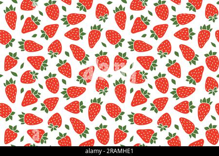 summer seamless pattern with strawberries fruit - vector illustration Stock Vector