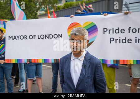 Sadiq Khan, Mayor of London, taking part in the Pride in London parade Stock Photo