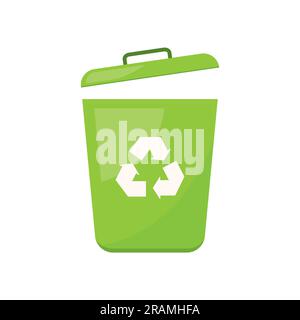 open green recycle garbage bin icon- vector illustration Stock Vector