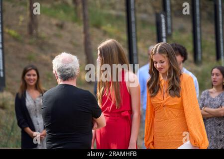 Roses. Spain. 20230704,  Crown Princess Leonor, Princess Sofia attend a meeting-Workshop on Innovation, teamwork and creativity, with Spanish chef Ferran Adria at elBulli1846 on July 4, 2023 in Roses, Spain Stock Photo