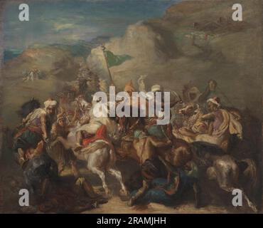 Battle of Arab Horsemen Around a Standard 1854 by Theodore Chasseriau Stock Photo