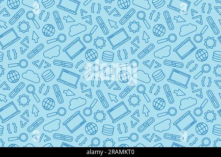 seamless pattern with programming computer software, application related icons- vector illustration Stock Vector