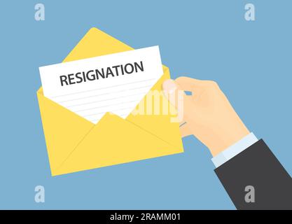 hand holding envelope with resignation letter- vector illustration Stock Vector