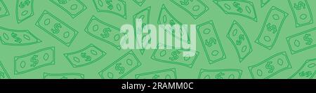 green banner with american dollar banknotes- vector illustration Stock Vector