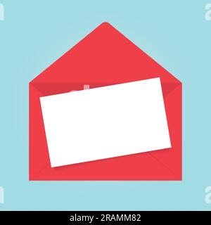 red open envelope with blank white card - vector illustration Stock Vector