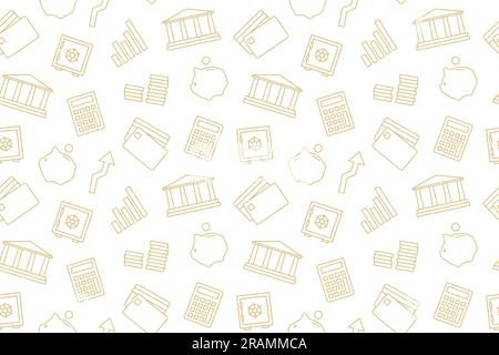 golden seamless pattern with money, economics, investment related icons- vector illustration Stock Vector