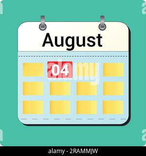 calendar vector drawing, date August 04 on the page Stock Vector