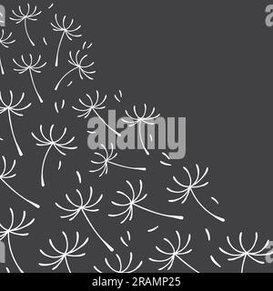 black and white dandelion seeds background- vector illustration Stock Vector