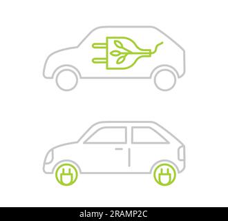 set of renewable energy electric car icons- vector illustration Stock Vector