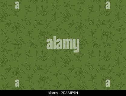 green seamless pattern of olive tree branches, great for wrapping, textile, wallpaper, greeting card- vector illustration Stock Vector