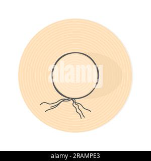flat lay summer straw hat with black ribbon- vector illustration Stock Vector