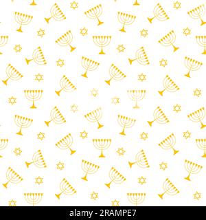 Hanukkah menorah, Jewish religious candle and star of David seamless pattern- vector illustration Stock Vector