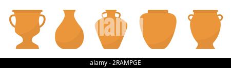 set of ancient greek vases, amphoras- vector illustration Stock Vector