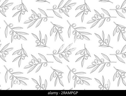 olive tree branches seamless pattern- vector illustration Stock Vector