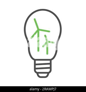 wind energy concept, wind turbines in a bulb, clean sustainable, renewable power energy- vector illustration Stock Vector