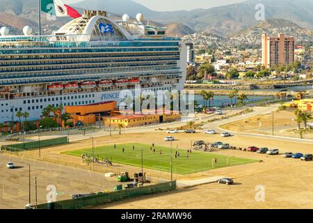 ENSENADA, MEXICO - April 28, 2023: Princess Cruises is a cruise line owned by Carnival Corporation and is incorporated in Bermuda and headquartered in Stock Photo