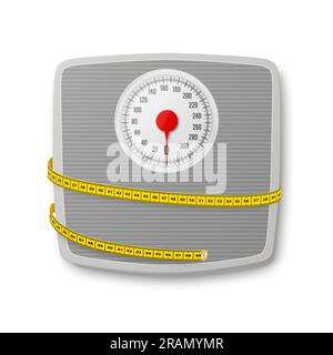 Bathroom floor weight scale and measuring tape Vector Image