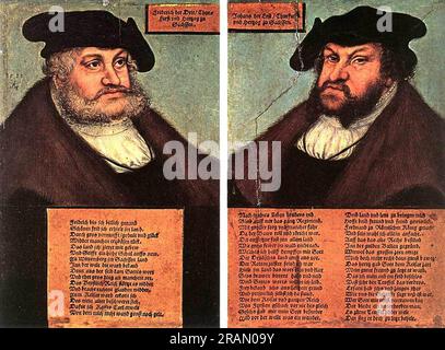 Portraits of Johann I and Frederick III the wise, Electors of Saxony 1533; Germany by Lucas Cranach the Elder Stock Photo