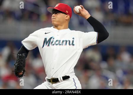 Miami Marlins starting pitcher Jesus Luzardo (44) throws to the plate  during a MLB regular season game between the Miami Marlins and St. Louis  Cardina Stock Photo - Alamy