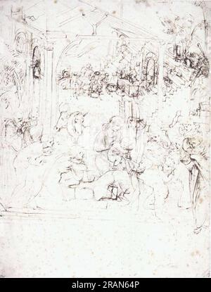 Study for the Adoration of the Magi c.1480; Italy by Leonardo da Vinci Stock Photo