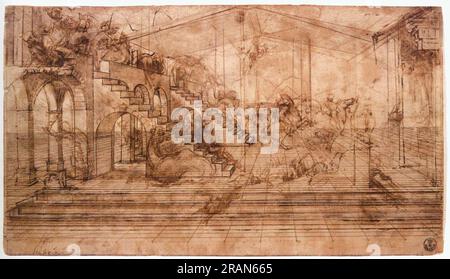 Perspectival study of the Adoration of the Magi c.1481; Milan, Italy by Leonardo da Vinci Stock Photo