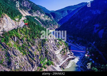 Aerial of Hell's Gate Airtram, BC, Canada Stock Photo