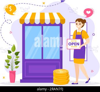 Small Business Loan Vector Illustration with Store Support Protection and Growth to Develop in Flat Cartoon Hand Drawn Background Templates Stock Vector