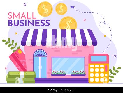 Small Business Loan Vector Illustration with Store Support Protection and Growth to Develop in Flat Cartoon Hand Drawn Background Templates Stock Vector