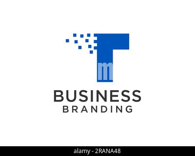 Abstract Initial Letter T Logo. Blue Linear Style isolated on White Background. Usable for Business, Technology and Branding Logos. Flat Vector Logo D Stock Vector