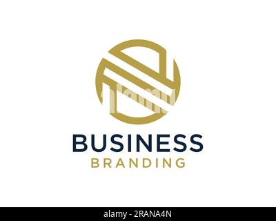 Abstract Initial letter N Logo Gold Square Line. Flat Vector Logo Design Template Element. Stock Vector