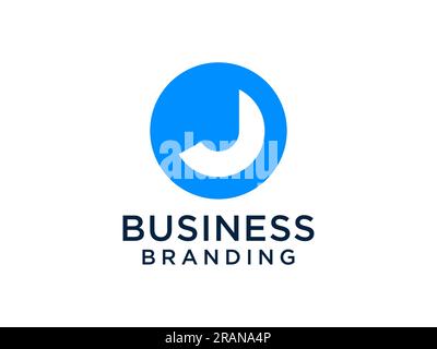 Abstract Initial Letter J Logo. Blue Cut Style isolated on White Background. Usable for Business, Technology and Branding Logos. Flat Vector Logo Desi Stock Vector