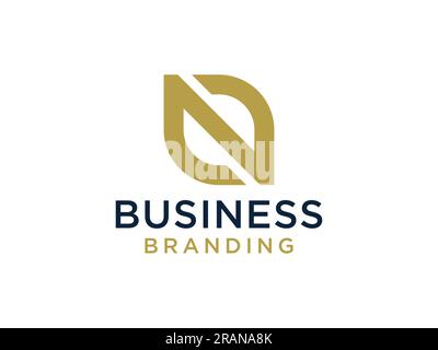 Abstract Initial letter N Logo Gold Square Line. Flat Vector Logo Design Template Element. Stock Vector