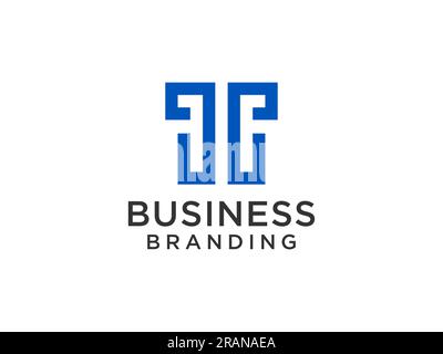 Abstract Initial Letter T Logo. Blue Linear Style isolated on White Background. Usable for Business, Technology and Branding Logos. Flat Vector Logo D Stock Vector