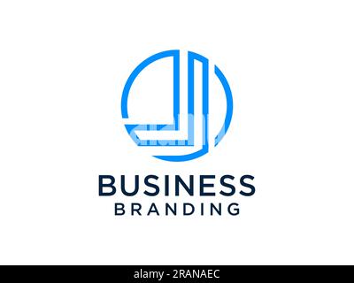 Abstract Initial Letter J Logo. Blue Cut Style isolated on White Background. Usable for Business, Technology and Branding Logos. Flat Vector Logo Desi Stock Vector