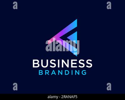 Abstract Initial Letter K Logo. Red Blue Gradient Geometric Arrow Halftone Style. Usable for Business and Technology Logos. Flat Vector Logo Design Te Stock Vector