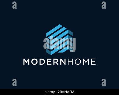 Simple modern building architecture logo design with line art skyscraper graphic. Stock Vector