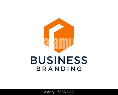 Modern Initial Letter R Logo. Orange Geometric Shape isolated on White Background. Usable for Business and Branding Logos. Flat Vector Logo Design Tem Stock Vector