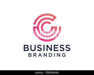 Abstract Initial Letter C Logo. Gradient Circular Line isolated on White Background. Usable for Business and Technology Logos. Flat Vector Logo Design Stock Vector