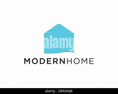Simple modern building architecture logo design with line art skyscraper graphic. Stock Vector