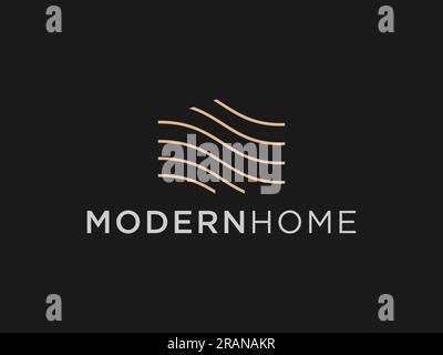 Simple modern building architecture logo design with line art skyscraper graphic. Stock Vector