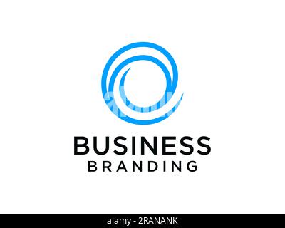Abstract Initial Letter O Logo. Blue Circular Waves Style. Usable for Business and Technology Logos. Flat Vector Logo Design Template Element Stock Vector