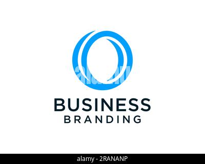 Abstract Initial Letter O Logo. Blue Circular Waves Style. Usable for Business and Technology Logos. Flat Vector Logo Design Template Element Stock Vector
