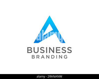 Initial Letter A Logo. Blue Gradient Geometric Triangle Arrow Shape isolated on White Background. Usable for Business and Technology Logos. Flat Vecto Stock Vector